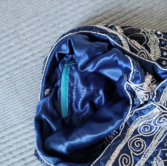 Blue Purse with Embroidery Beadwork - Picture 2 of 2